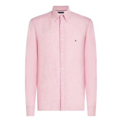 риза,облекла,на,разпродажба,мъжки,ризи,tommy,hilfiger,men's,pigment,dyed,long,sleeve,plain,shirt,classic,pink