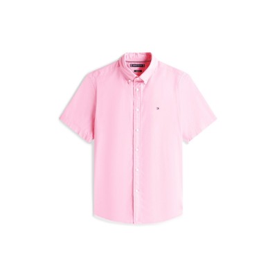 риза,облекла,на,разпродажба,мъжки,ризи,tommy,hilfiger,men's,flex,poplin,short,sleeve,plain,shirt,classic,pink