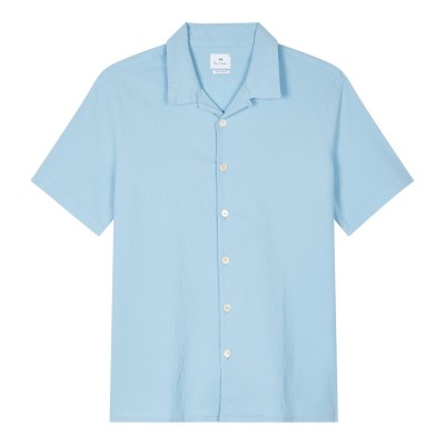 риза,облекла,на,разпродажба,мъжки,ризи,ps,paul,smith,men's,seersucker,short,sleeve,plain,shirt,blue,40a