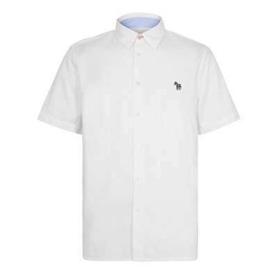 риза,облекла,на,разпродажба,мъжки,ризи,ps,paul,smith,men's,short,sleeve,plain,shirt,white,01
