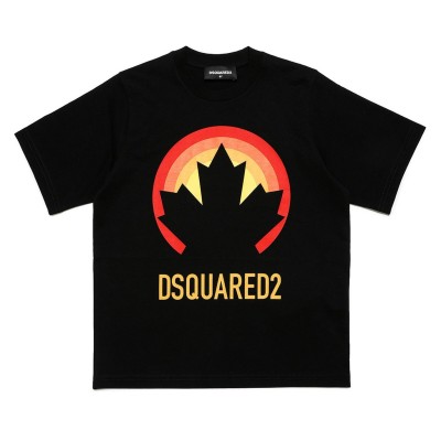 юношеска,тениска,детски,3/4,панталони,dsquared2,maple,leaf,graphic,t,shirt,juniors,black,red,dq90s