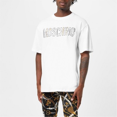 тениска,мъжки,тениски,moschino,logo,embroidery,t,shirt,white