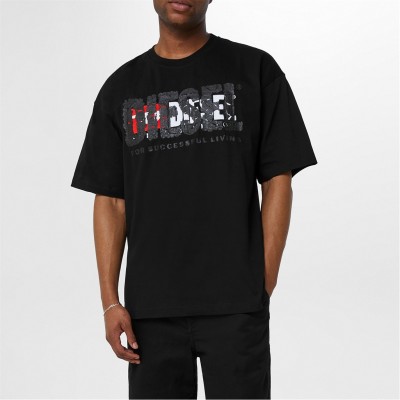 тениска,мъжки,тениски,diesel,nabel,t,shirt,black,9xx