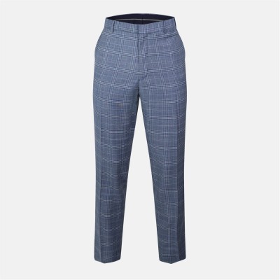 панталони,мъжки,панталони,тип,чино,ted,baker,ted,baker,checked,trousers,blue