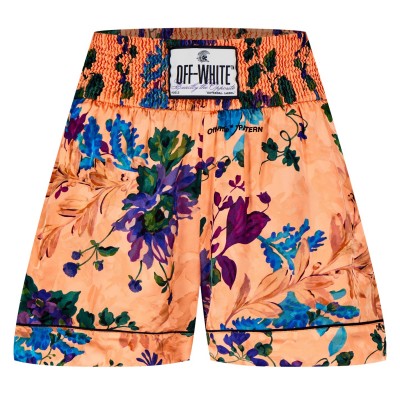 къси,панталони,дамски,къси,панталони,off,white,satin,logo,patch,shorts,peach,orange