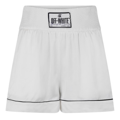 къси,панталони,дамски,къси,панталони,off,white,satin,logo,patch,shorts,white
