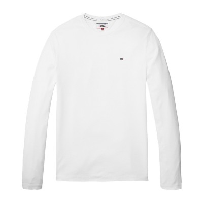 тениска,мъжки,тениски,tommy,jeans,original,long,sleeve,t,shirt,white
