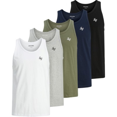 jack,and,jones,5,pack,vest,top,mens,black,grey,navy,green,white