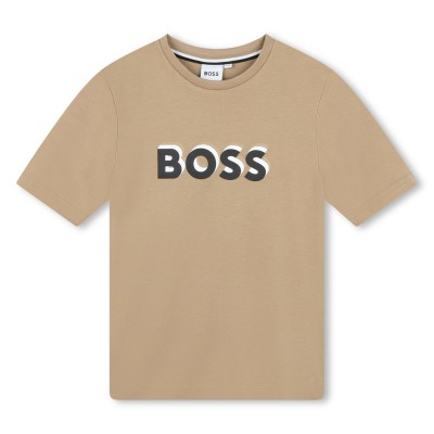 юношеска,тениска,детски,облекла,boss,bold,logo,t,shirt,juniors,beige,269