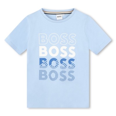 тениска,детски,3/4,панталони,boss,kids,bld,logo,t,shirt,bold,design,pale,blue,783