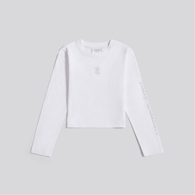 тениска,детски,3/4,панталони,juicy,couture,kids',diamond,long,sleeve,t,shirt,white,002