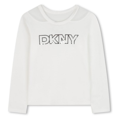тениска,dkny,kids,logo,long,sleeve,t,shirt,cream