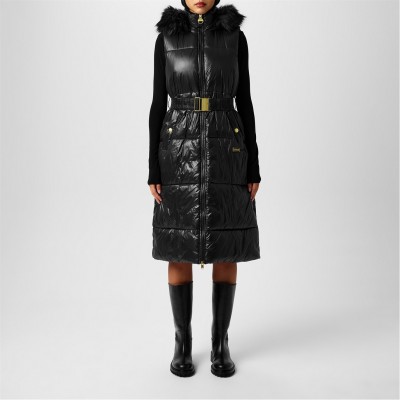 елек,дамски,якета,и,палта,barbour,international,women's,saskia,quilted,padded,mid,length,hooded,zip,gilet,black