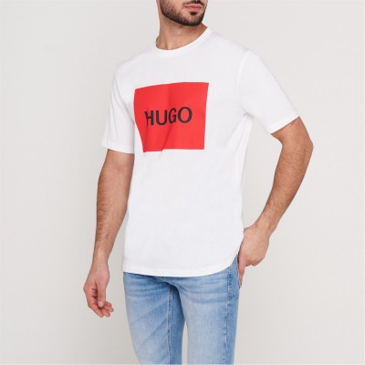 тениска,мъжки,тениски,hugo,dulive,box,logo,t,shirt,white,100