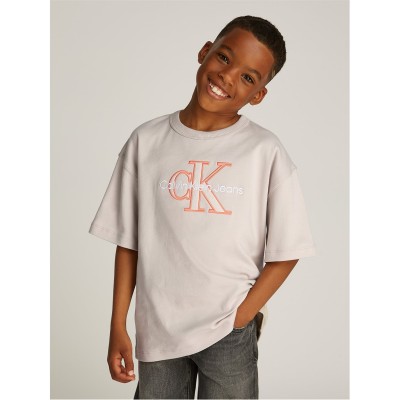 тениска,детски,3/4,панталони,calvin,klein,jeans,kids',outlined,fleece,mono,regular,fit,t,shirt,chateau,gry,pa8