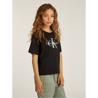 тениска,детски,3/4,панталони,calvin,klein,jeans,kids',monologo,glitter,t,shirt,ck,black,beh
