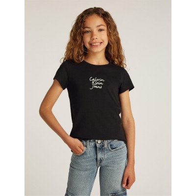 тениска,calvin,klein,jeans,kids,handwriting,logo,regular,fit,t,shirt,ck,black,beh