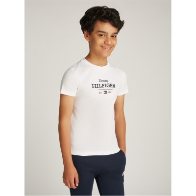 тениска,детски,3/4,панталони,tommy,hilfiger,kids',monotype,short,sleeve,t,shirt,white,ybr