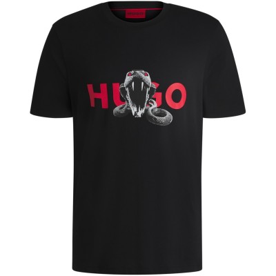 тениска,мъжки,тениски,hugo,animal,oversized,fit,t,shirt,black,001