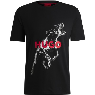тениска,мъжки,тениски,hugo,animal,oversized,fit,t,shirt,black,002