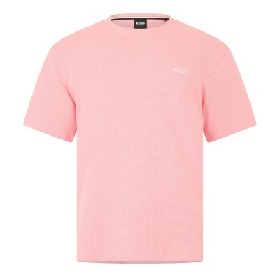 тениска,мъжки,тениски,boss,mens,boss,bodywear,waffle,t,shirt,with,structured,design,pink,685