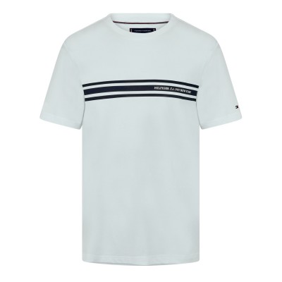 тениска,облекла,на,разпродажба,мъжки,тениски,tommy,hilfiger,men's,central,chest,stripe,regular,fit,t,shirt,white,ybr