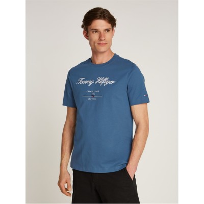 тениска,облекла,на,разпродажба,мъжки,тениски,tommy,hilfiger,men's,script,logo,regular,fit,t,shirt,aegean,sea,dbz