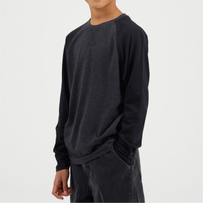фланелка,с,дълъг,ръкав,детски,тениски,детски,облекла,brave,soul,boys,long,sleeve,crew,neck,tee,with,contrast,raglan,sleeves,dk,charcoal