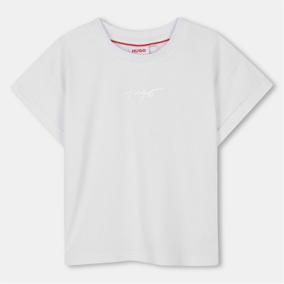 тениска,детски,3/4,панталони,hugo,kids',small,logo,cotton,t,shirt,white,10p