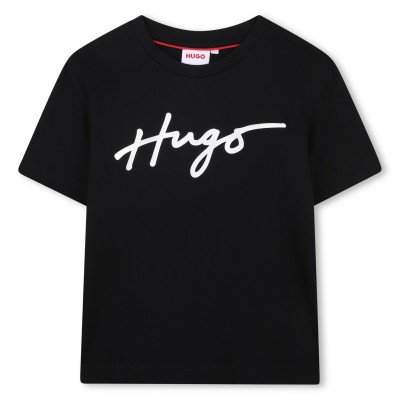 юношеска,тениска,детски,облекла,hugo,logo,t,shirt,juniors,black,09b