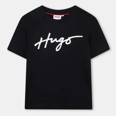 тениска,детски,3/4,панталони,hugo,kids',logo,t,shirt,black,09b