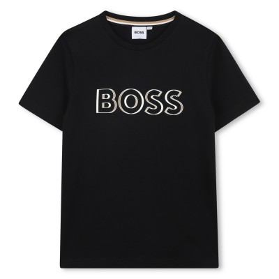 юношеска,тениска,детски,облекла,boss,bold,logo,t,shirt,juniors,black,09b