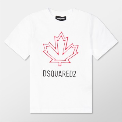 юношеска,тениска,детски,3/4,панталони,dsquared2,logo,t,shirt,juniors,white,dq100