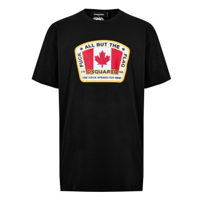мъжки,тениски,dsquared2,canada,flag,printed,tee,black