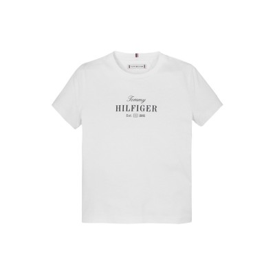 тениска,детски,3/4,панталони,tommy,hilfiger,kids',script,short,sleeve,t,shirt,white,ybr