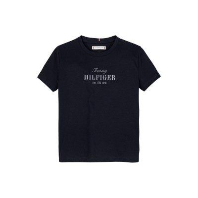 тениска,tommy,hilfiger,kids,script,short,sleeve,t,shirt,night,navy,c1g