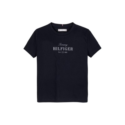 тениска,детски,3/4,панталони,tommy,hilfiger,kids',script,short,sleeve,t,shirt,night,navy,c1g