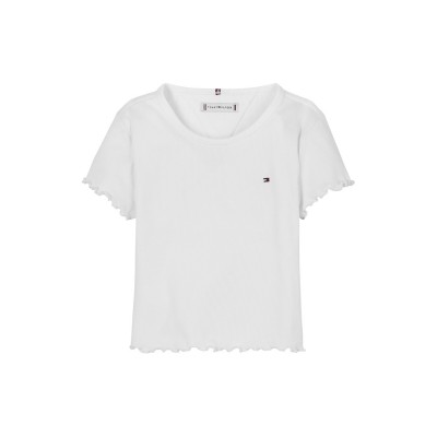тениска,детски,3/4,панталони,tommy,hilfiger,kids',essential,rib,ribbed,short,sleeve,t,shirt,white,ybr