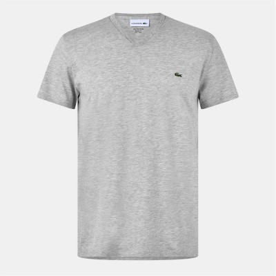 тениска,облекла,на,разпродажба,мъжки,тениски,lacoste,v,neck,t,shirt,silver,chine