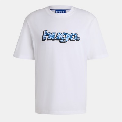 тениска,мъжки,тениски,hugo,men's,blue,cotton,t,shirt,white,100