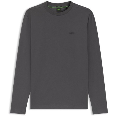 тениска,мъжки,тениски,boss,mens,boss,green,long,sleeve,t,shirt,with,iconic,logo,detail,open,grey