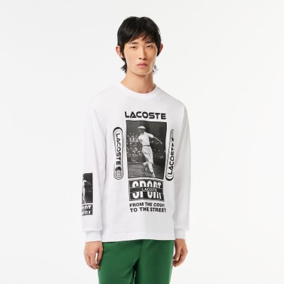 тениска,мъжки,тениски,lacoste,men,s,training,long,sleeve,t,shirt,white,black