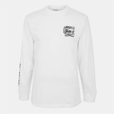 тениска,дамски,топове,vans,next,stop,ls,white,t,shirt,unisex,adults,white