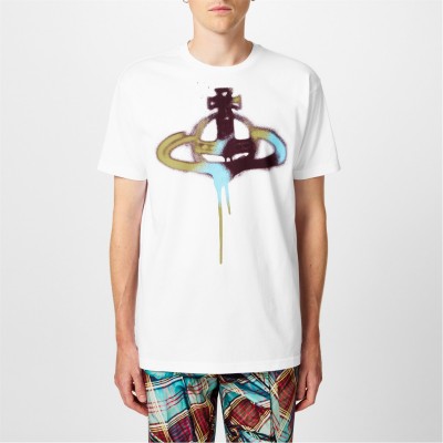 тениска,мъжки,тениски,vivienne,westwood,multi,coloured,spray,orb,t,shirt,white