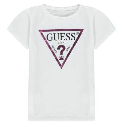 тениска,guess,girl,s,core,logo,t,shirt,wht,a000,g011