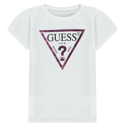 тениска,детски,3/4,панталони,guess,girl's,core,logo,t,shirt,wht,a000,g011