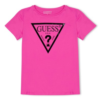 тениска,детски,3/4,панталони,guess,girl's,core,logo,t,shirt,pink,g618