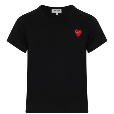 юношеска,тениска,детски,3/4,панталони,comme,des,garcons,play,small,red,peeping,heart,t,shirt,junior,black,1