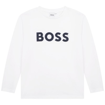 детска,тениска,детски,облекла,boss,boss,large,logo,t,shirt,junior,boys,white,10p