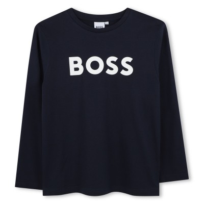 детска,тениска,детски,облекла,boss,boss,large,logo,t,shirt,junior,boys,navy,849